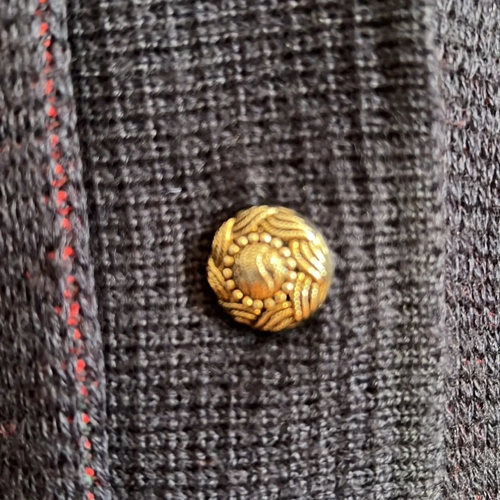 Pitlochry Wool Blend Cardigan Made in Scotland Navy Green Plaid Size Large - Picture 6 of 15